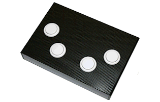 1-8 Button USB response pad that works like a USB keyboard. Also sends TTL event markers! Voice Key model available. Best of all it can be custom built to fit your exact requirements with laser cut button positions and choice of button color and size.